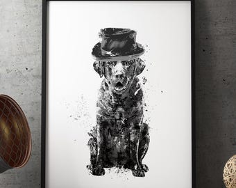 Black Labrador Watercolor Art Print: Dog Lover Gift, Home Decor 866-1