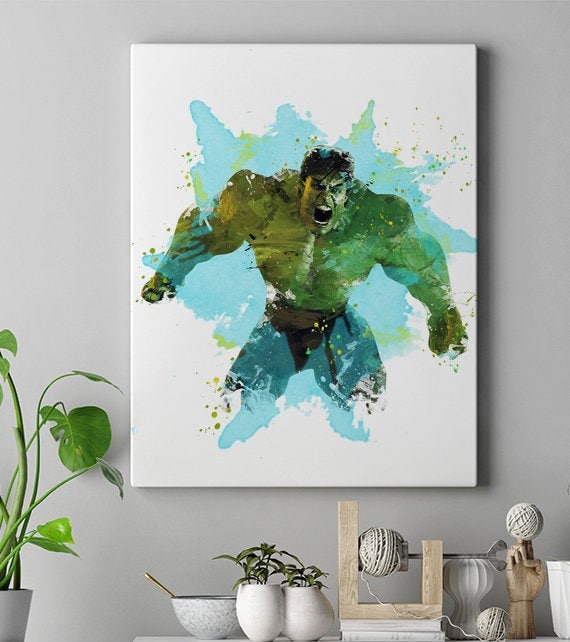 Hulk Watercolor Art Print Avengers Movie Poster Etsy