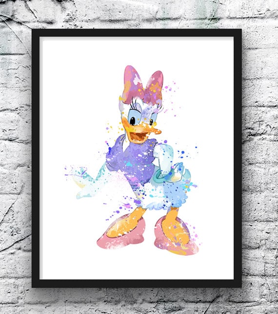 Daisy Duck, Watercolor, Art Print, Daisy, Mickey Mouse, Donald Duck, Mickey  Ears, Poster, Nursery Decor, Wall Art, Kids Room Decor - 575