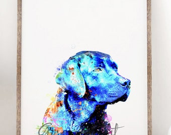 Black Labrador Watercolor Art Print: Dog Lover Gift 1011