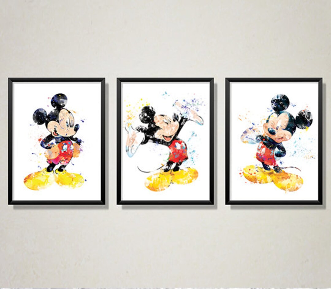 Mickey Mouse, Watercolor, Art Print, Minnie Mouse, Baby Shower, Mickey ...