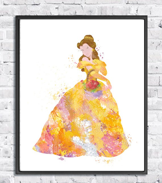 Belle Watercolor Print Beauty and the Beast Disney Art Etsy