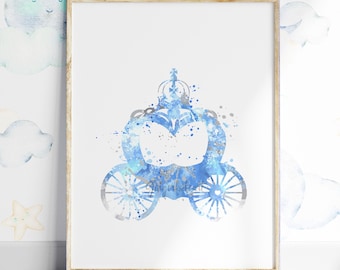 Disney Cinderella Cinderella's Pumpkin Coach Disney Art Illustration  Watercolor Bedroom Nursery Decor - Etsy