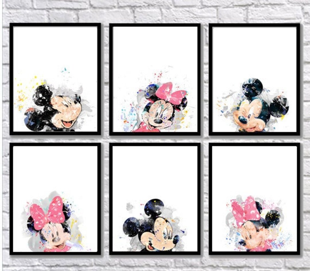 Mickey Mouse, Watercolor, Art Print, Minnie Mouse, Baby Shower, Mickey ...