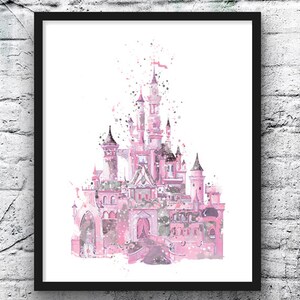 Princess Belle Watercolor Print Castle Art Beauty and Beast - Etsy