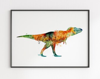 Akwarela z T-Rexem: Dekoracja pokoju dziecięcego z dinozaurami 992