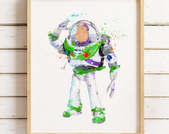 Toy Story Art Print, Buzz Lightyear Poster, Woody, Watercolor, Wall Art, Home Decor, Kids Room Decor, Nursery Art - 678