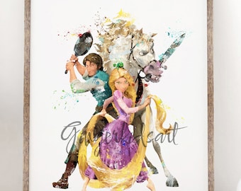 Disney - 日本未発売！ラプンツェル＆フリンライダー2・アートポスター【額縁つき・送料無料】 Disney - 日本未発売！ラプンツェル＆フリンライダー2・アート