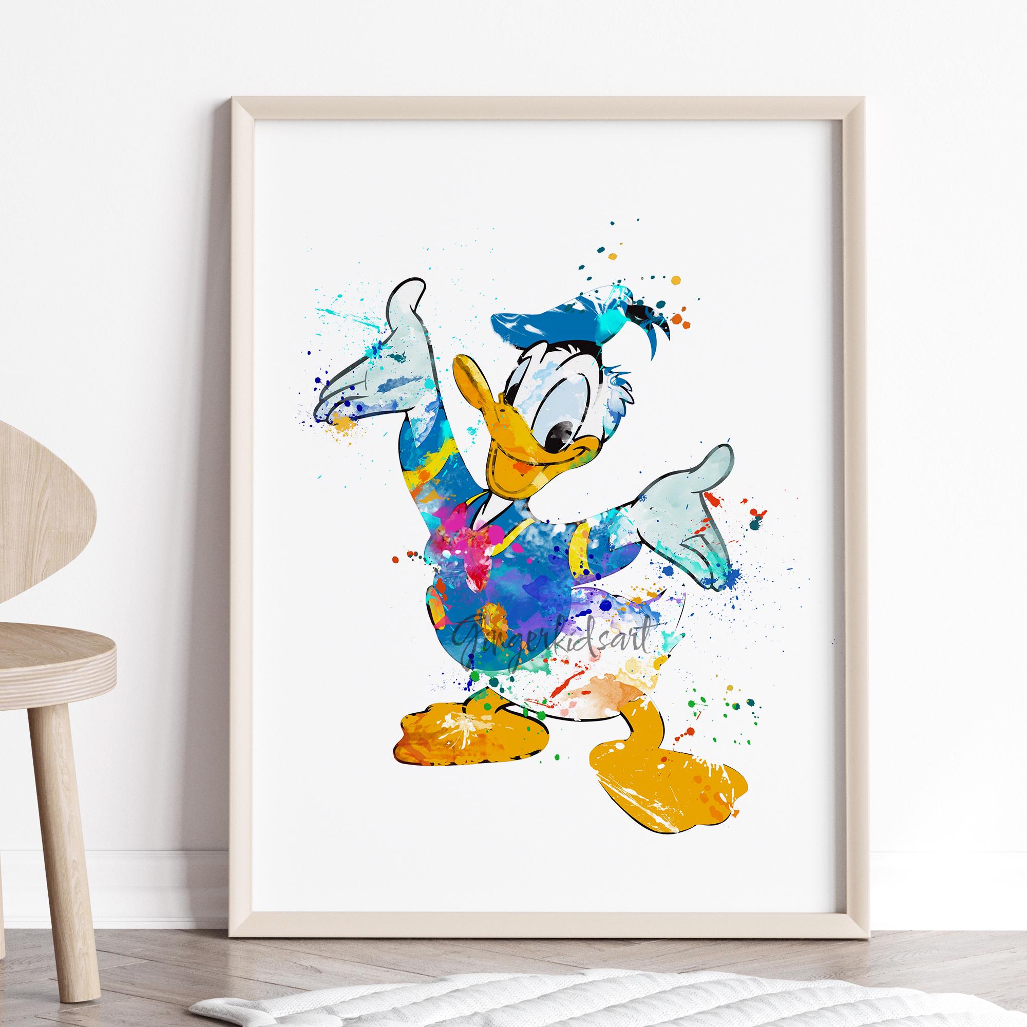 水彩画風ミッキーマウスのアートプリント、子供部屋の装飾 - Etsy 日本