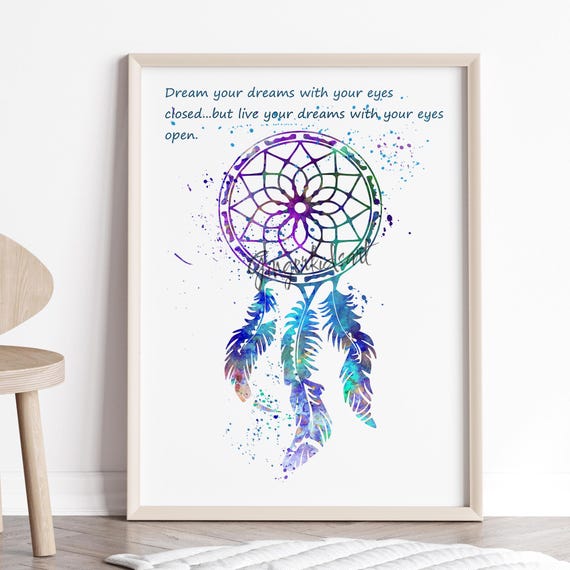 Watercolor Dream Catcher Art Print: Boho Yoga Home Decor 243 - Etsy
