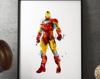 Iron Man Watercolor Art Print: Avengers Superhero Poster 587