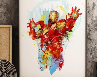 Iron Man Watercolor Art Print: Avengers Superhero Poster 1202-1