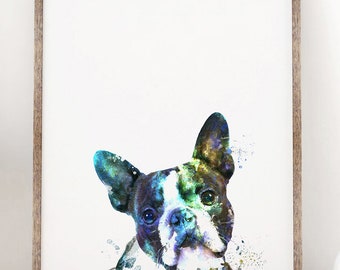Boston Terrier Watercolor Art Print: Dog Lover Gift