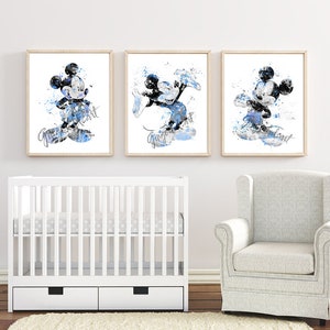 Mickey Mouse, acuarela, lámina artística, baby shower, póster de Mickey Mouse, arte mural, decoración infantil, decoración de habitación infantil - 557 742 741-2