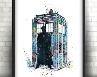 Impressão em aquarela de Doctor Who: pôster do filme Tardis 359