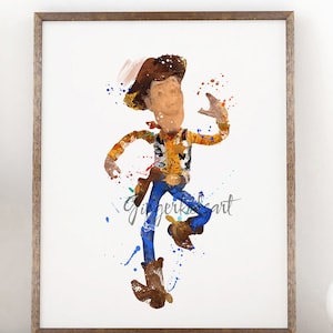 Toy Story, acuarela, impresión de arte, Woody, cartel de la película, arte de la pared, decoración de la habitación de los niños, decoración de la guardería - 679