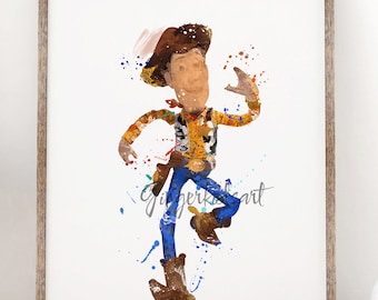 Toy Story, Watercolor, Art Print, Woody, Movie Poster, Wall Art, Kids Room Decor, Nursery Decor - 679