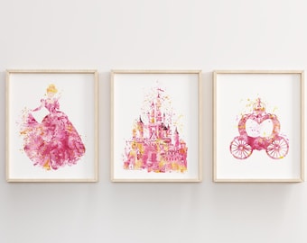 シンデレラの馬車プリント、おとぎ話の子供部屋ウォールアート