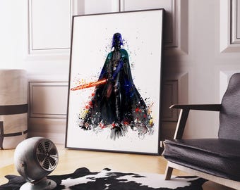 ダース・ベイダーの水彩画アートプリント：スター・ウォーズ 子供部屋