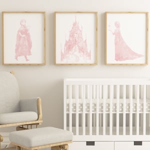 La Reine des neiges, aquarelle, impression d'art, princesse, Elsa, Anna, château de Reine des neiges, Olaf, Kristoff, affiche de film, décoration de chambre d'enfant, décoration de chambre d'enfant, art mural