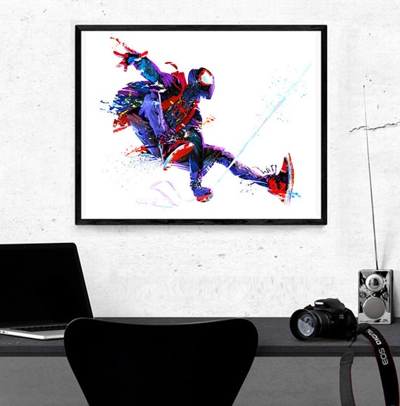 スパイダーマン、スパイダーバース、マイルズ・モラレス、水彩画
