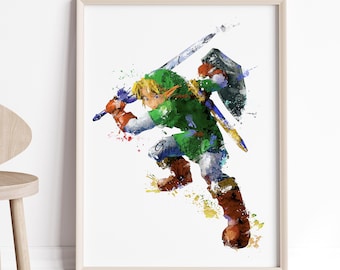 Zelda Watercolor Art Print: Link, Breath of The Wild Poster 1044