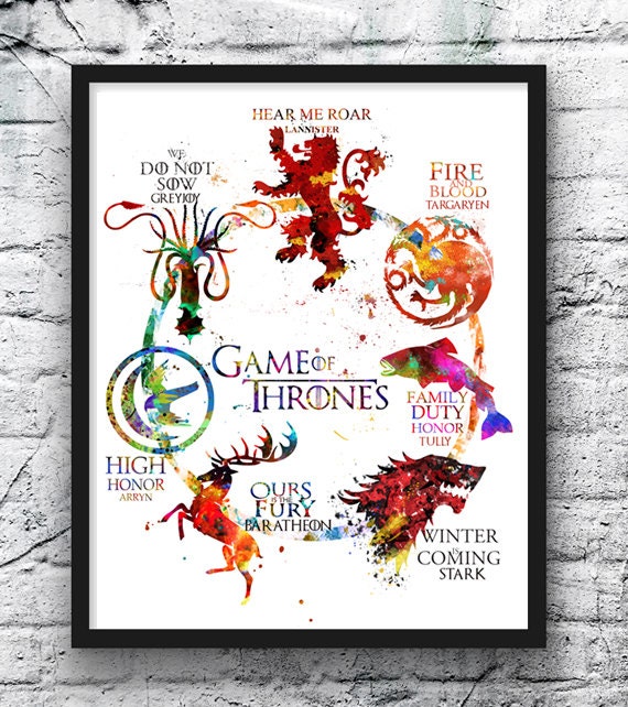 Game Of Thrones Watercolor Game Of Thrones Print Movie Etsy