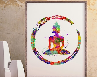 Watercolor Buddha Art Print: Yoga Meditation Home Decor