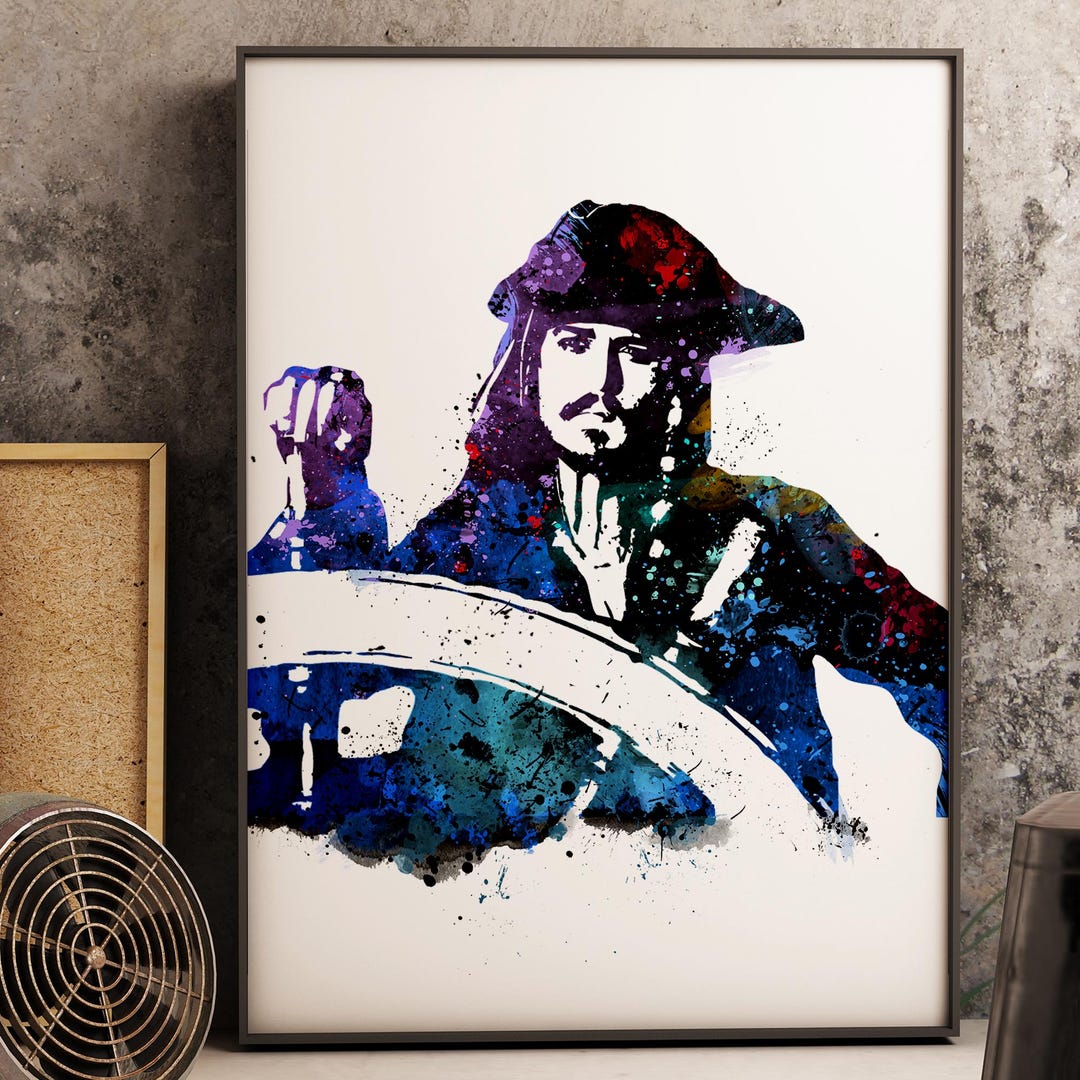 ★ジョニー・デップ（ジャック・スパロウ）ファンアート　色紙 ジャック・スパロウ船長の水彩画：パイレーツ・オブ・カリビアン