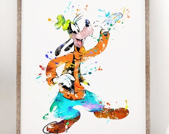 Mickey Mouse Watercolor Print, Goofy, Art Print, Movie Poster, Wall Art, Nursery Decor, Wall Art, Children, Kids Room Decor, Wall Art - 576