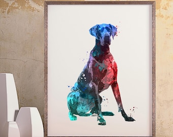 Colorful Dog Poster Watercolor Art Print