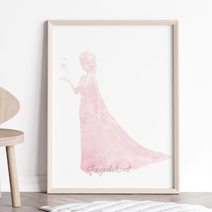Impression aquarelle de la princesse Elsa, impression d'art la reine des neiges, affiche de film, art mural, décoration d'intérieur, décoration de chambre d'enfant, décoration de chambre de fille, art mural - 798-4