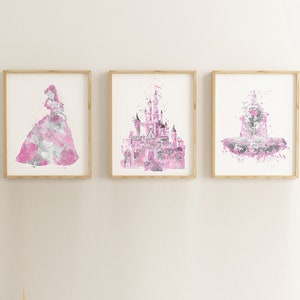 Princess Belle Watercolor Print, Castle Art, Beauty and Beast ...