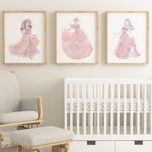 Princess, Watercolor, Art Print, Cinderella, the little mermaid, Ariel, Sleeping Beauty, Nursery decor, Wall Art, Kids Room Decor