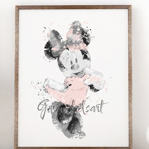 Myszka Minnie, Akwarela, Wydruk artystyczny, Myszka Minnie, Myszka Miki, Plakat filmowy, Pokój dziecięcy dla dziewczynki, Sztuka ścienna, Dekoracja pokoju dziecięcego, Dekoracja pokoju dziecięcego 767N