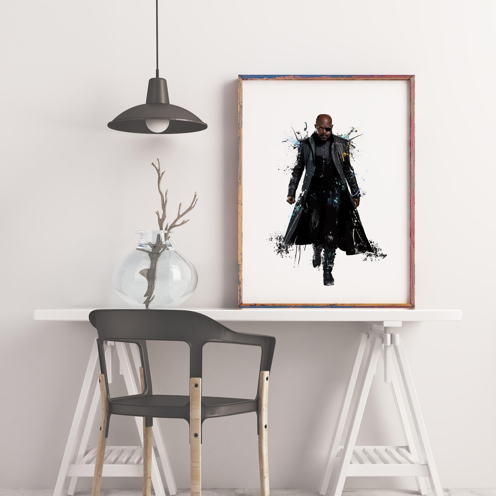 ニック・フューリーの水彩画プリント、マーベル・アベンジャーズの