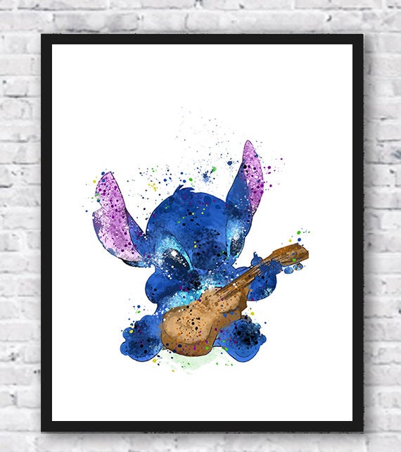 Stitch, Lilo and Stitch Poster, Ohana, Ukulele, Watercolor, Art Print Movie  Poster, Wall Art, Nursery Decor, Kids Room Decor 490 