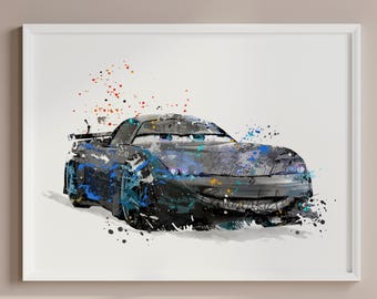 Jackson Storm Watercolor Art Print: Cars 3 Movie Poster 763