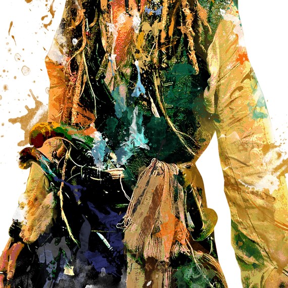 Jack Sparrow Watercolor Art Print: Pirates of the Caribbean Movie