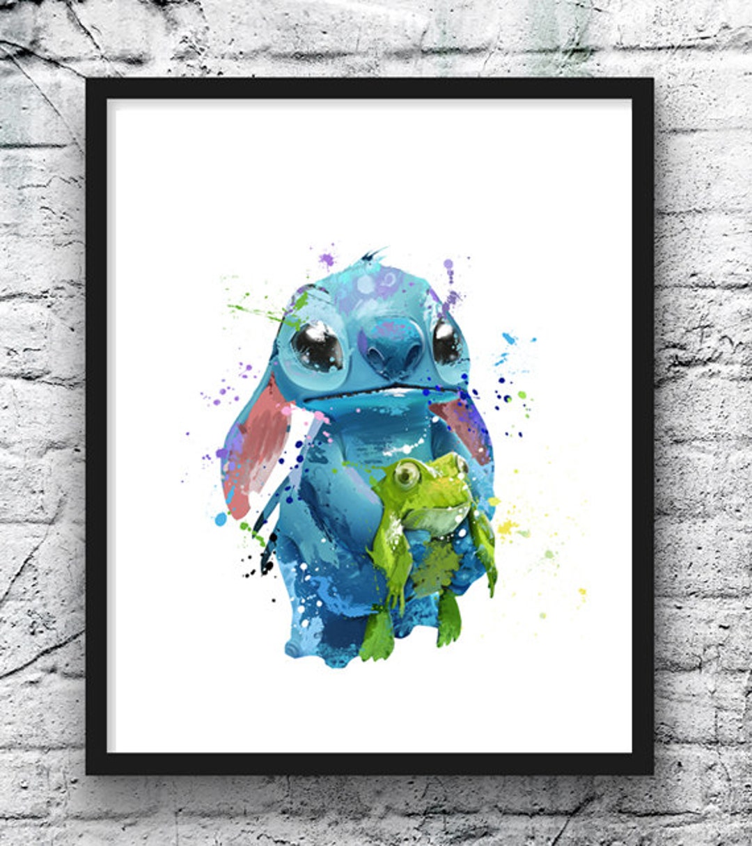 STITCH Blue Quote This is My Family Lilo and Stitch Disney Watercolor  Illustrations Art Print Giclee Wall Decor Art Home Decor Wall Hanging 