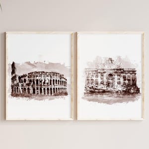 Rome Watercolor Art, Ancient Rome Print, Italy Painting, Architecture, Home Decor, Wall Art