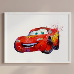 McQueen Watercolor Print, Art Poster, Cars Art, McQueen Illustration, Movie Poster, Kids Room Decor, Nursery Art, Wall Art - 541