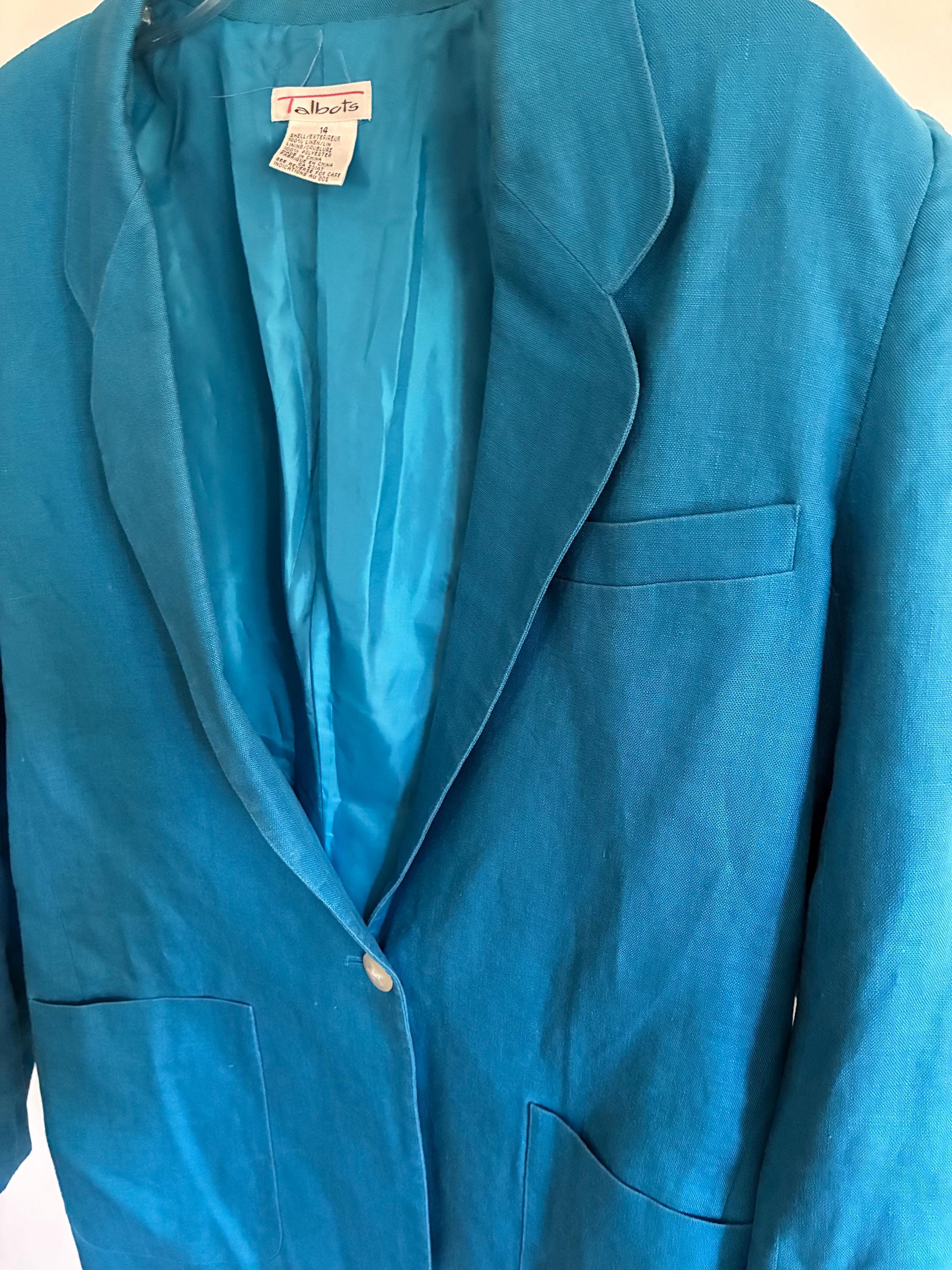 Vintage Talbots Linen Blazer – Teal Blue Tailored Jacket - Etsy