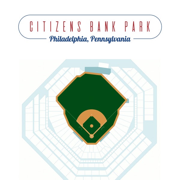 Philadelphia Phillies, Citizen Bank Park Stadium Map, Digital Download, Baseball Fan Art, South Philly, Man Cave, Gift for Dad