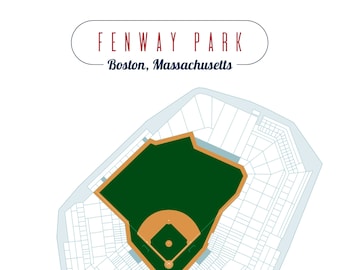 Boston Red Sox, Fenway Park Stadium Map, Digital Download, Baseball Fan Art, Boston, Massachusetts, Man Cave, Gift for Dad