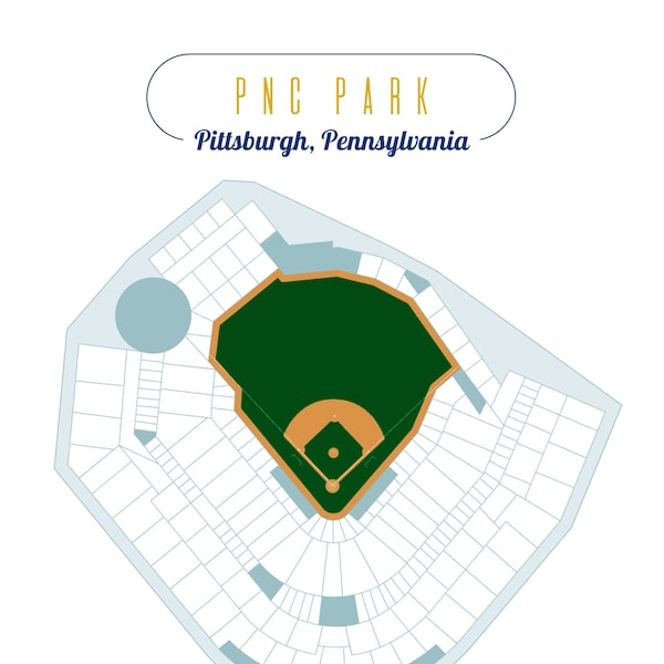 Pittsburgh Pirates, PNC Park Stadium Map, Digital Download, Baseball Fan Art, Pennnsylvania, Man Cave, Gift for Dad