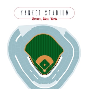 Yankees de New York, carte du Yankee Stadium, téléchargement numérique, art des fans de baseball, NY, homme des cavernes, cadeau pour papa