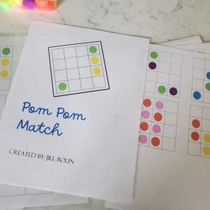 Pom Pom Match Life Skills Student Activity Fine Motor Skills Instant Download