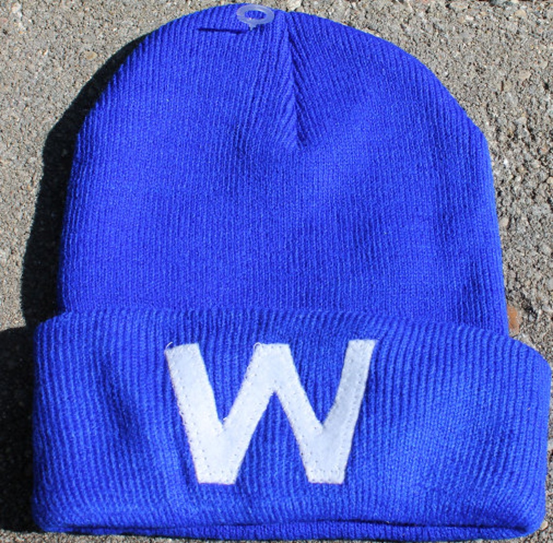 Chicago Cubs Fly the W Win Blue Beanie Winter Hat Etsy