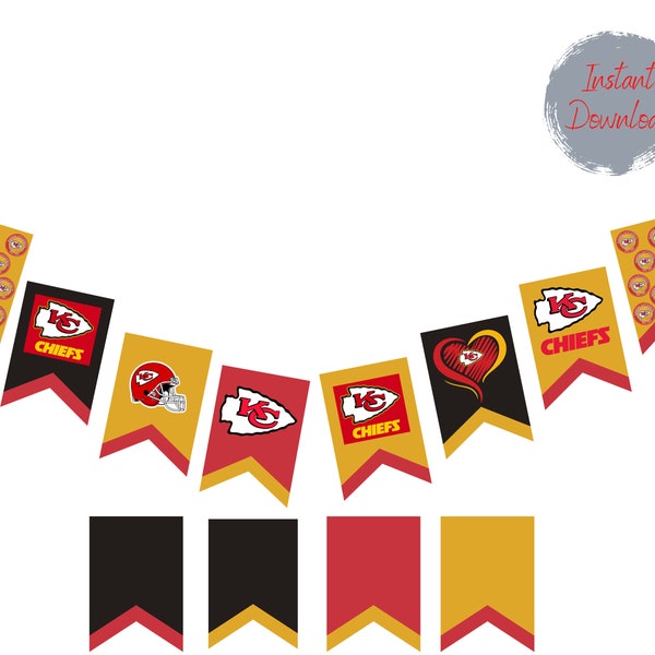 Set Banner E Adesivi Kansas City Chiefs - Bandierina Feltro 30,5x76cm Con Puntine
